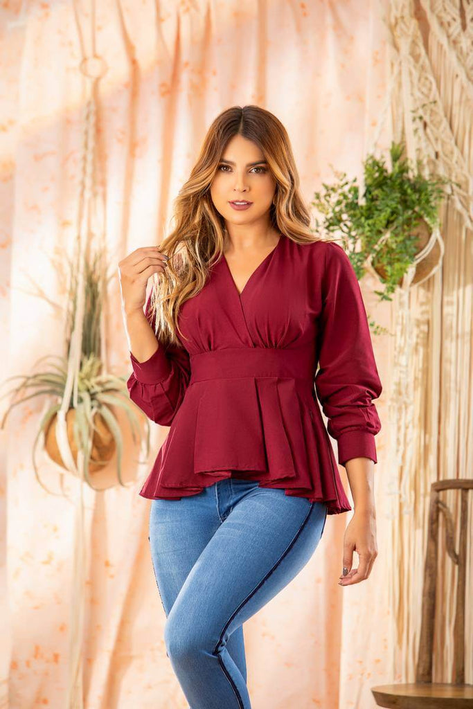 Blusas color vino tinto discount