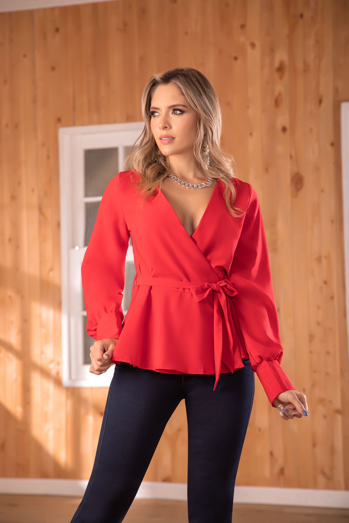 Blusa 390 Rojo – Rosa Crystal Col